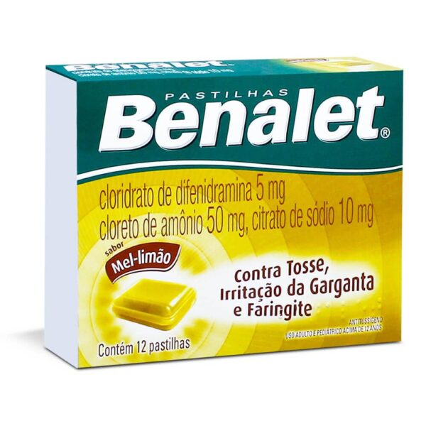 BENALET 5/50/10MG COM 12 PASTILHAS SABOR MEL E LIMÃO