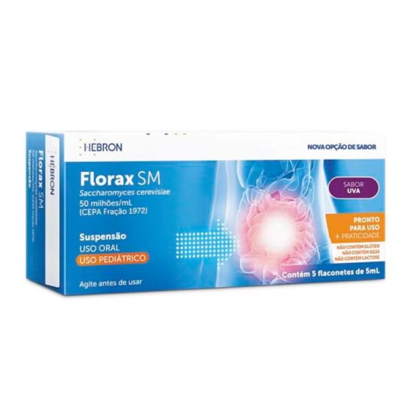 FLORAX SM PEDIÁTRICO COM 5 FLACONETES DE 5ML SABOR UVA
