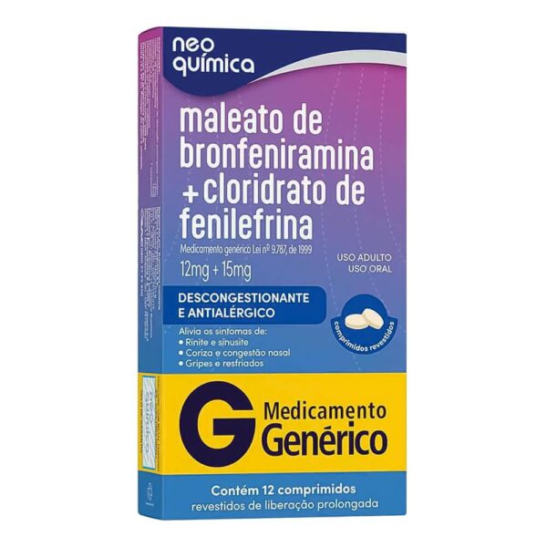 BRONFENIRAMINA + FENILEFRINA 12/15MG COM 12 COMPRIMIDOS - NEO QUÍMICA
