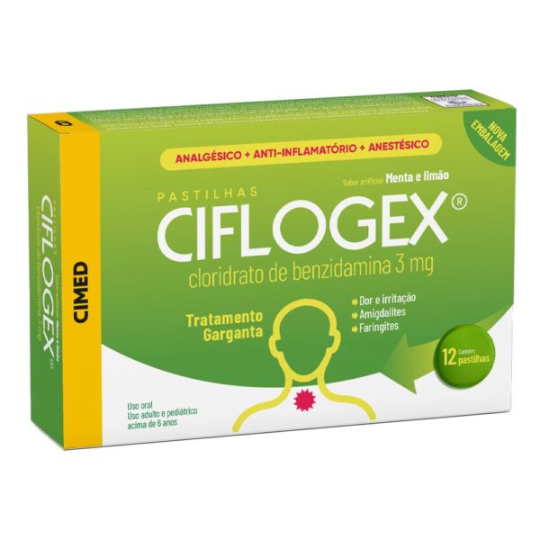 CIFLOGEX 3,0MG SABOR MENTA-LIMÃO COM 12 PASTILHAS
