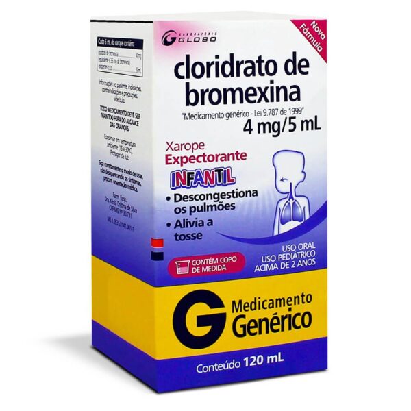 CLORIDRATO DE BROMEXINA 4MG/5ML COM 120ML - GLOBO