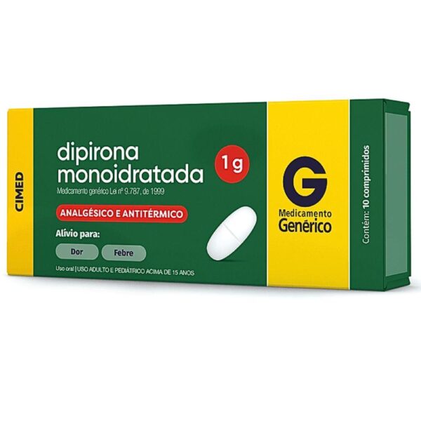 DIPIRONA 1G PARA DOR E FEBRE COM 10 COMPRIMIDOS