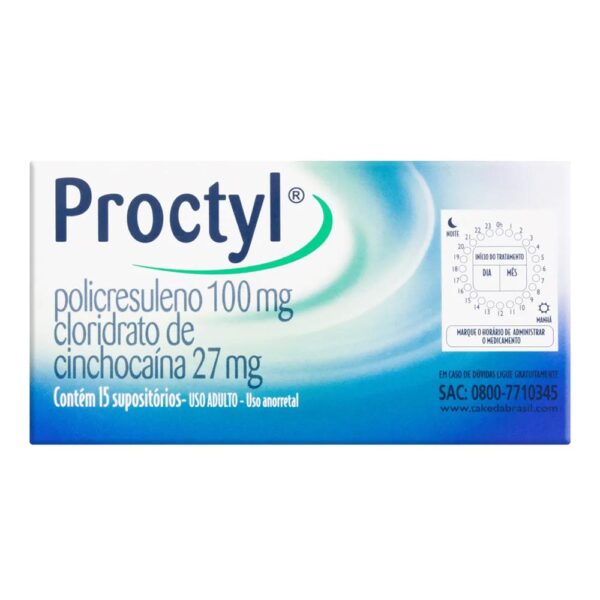 PROCTYL 100/27MG COM 15 SUPOSITÓRIOS