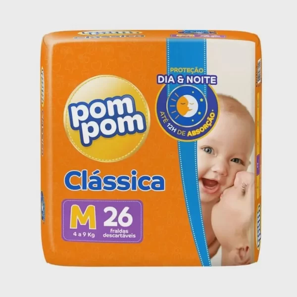 FRALDA POMPOM CLÁSSICA M COM 26