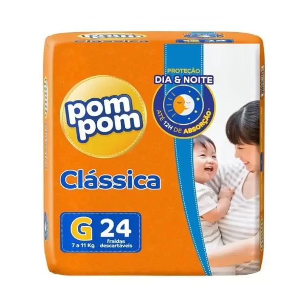 FRALDA POMPOM CLÁSSICA G COM 24