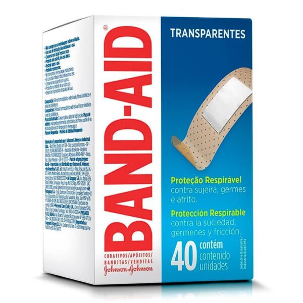 BAND-AID CURATIVO TRANSPARENTE COM 40 UNIDADES