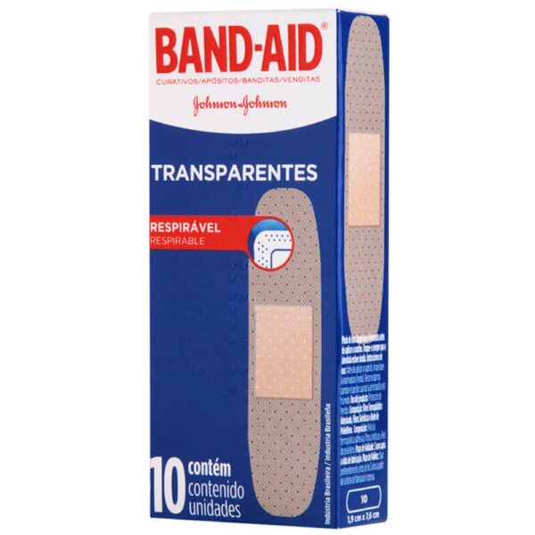 BAND-AID CURATIVO TRANSPARENTE COM 10 UNIDADES