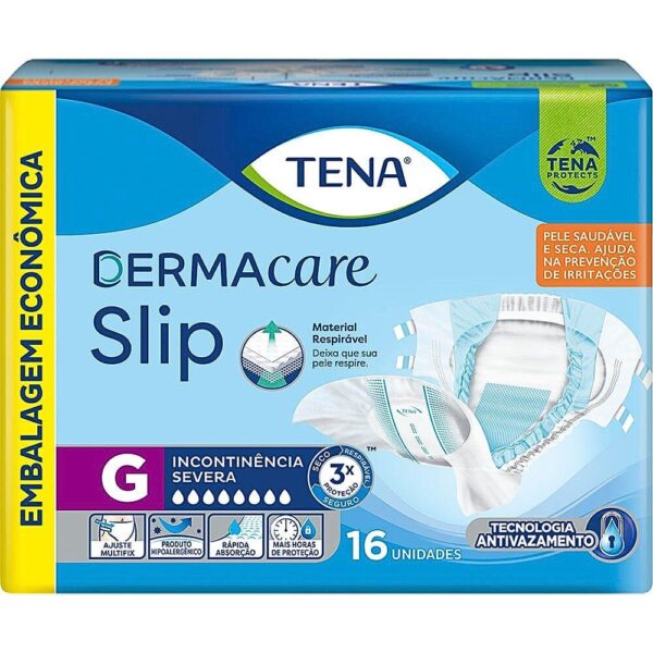 TENA DERMACARE SLIP FRALDAS GERIÁTRICAS G COM 16 UNIDADES
