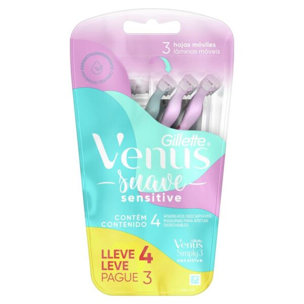 GILLETTE VENUS APARELHO DE DEPILAR SENSITIVE COM 4 UNIDADES