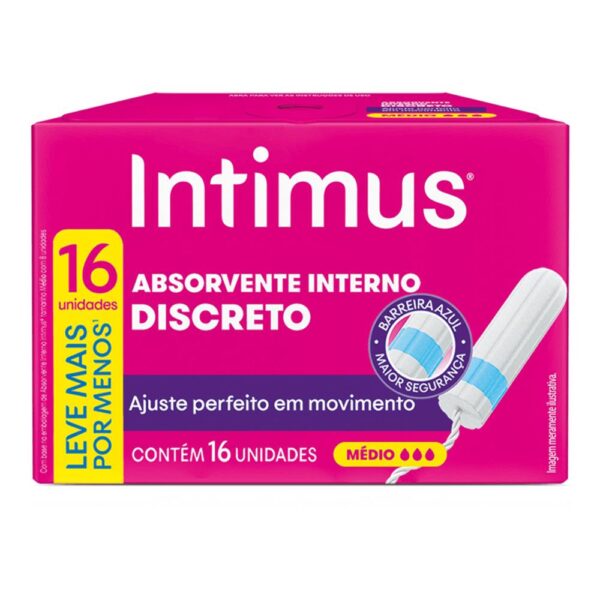 INTIMUS ABSORVENTE INTERNO MÉDIO COM 16 UNIDADES