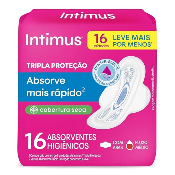 INTIMUS ABSORVENTE TRIPLA PROTEÇÃO SECA DE 16 UNIDADES