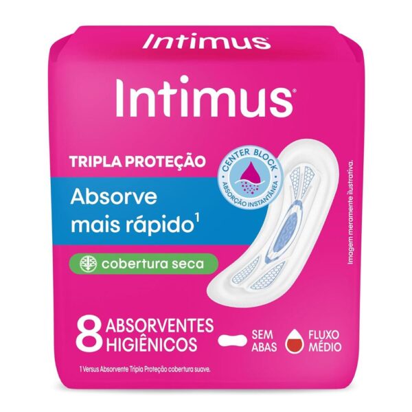 INTIMUS ABSORVENTE TRIPLA PROTEÇÃO SECA DE 8 UNIDADES
