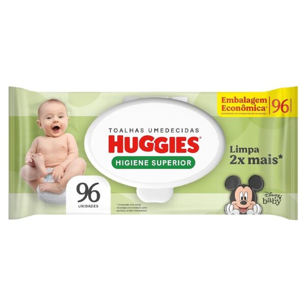 HUGGIES TOALHAS UMEDECIDAS HIGIENE SUPERIOR COM 96 UNIDADES