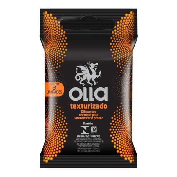 OLLA PRESERVATIVO TEXTURIZADO COM 3 UNIDADES